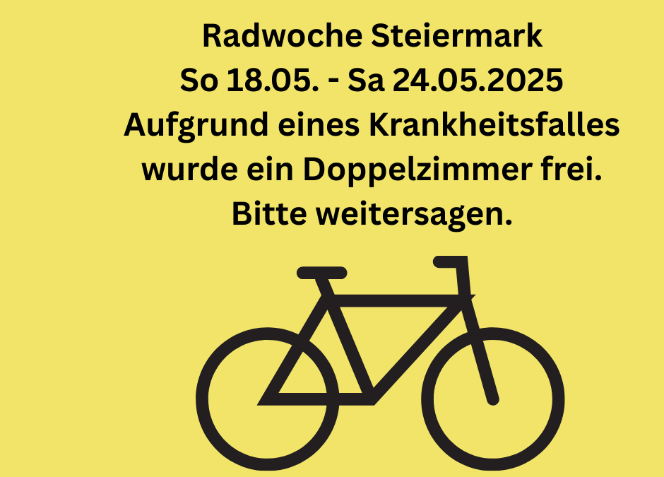 Radwoche: 1 Doppelzimmer frei – Interesse?